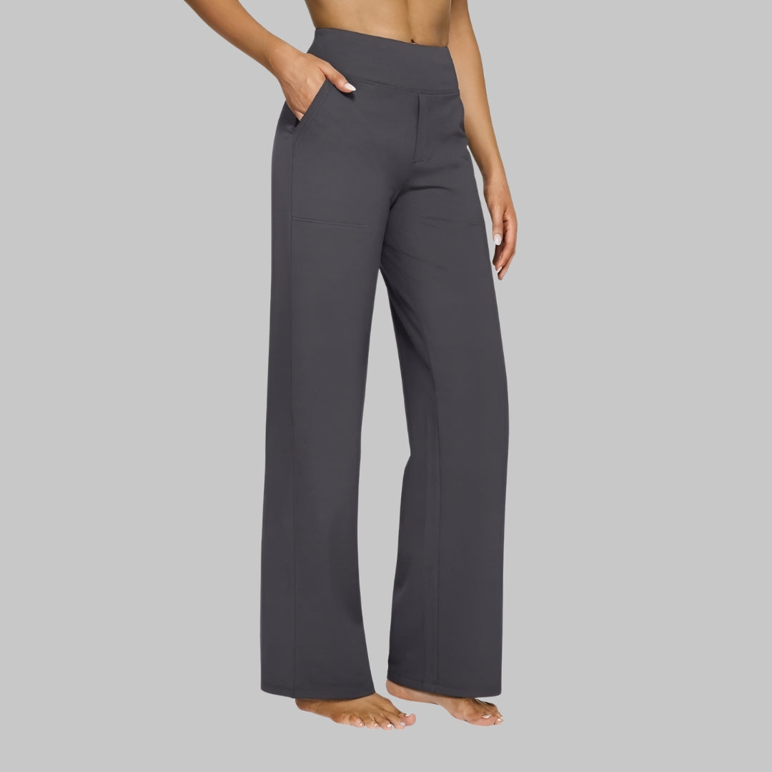 Sara | High Waisted Tailored Pockets Relaxed Autumn Wide Leg Trousers Women