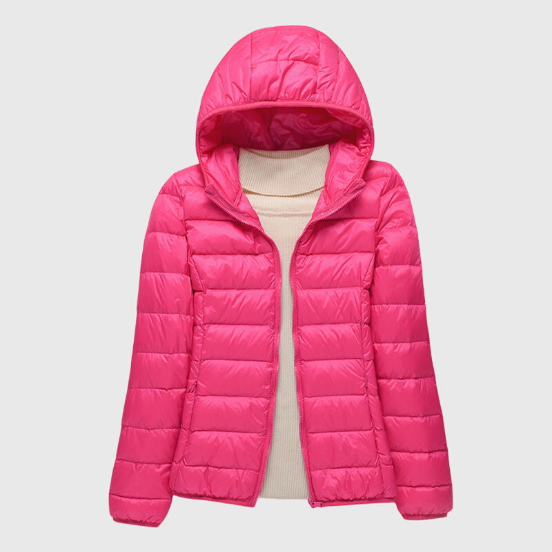 Ultra-Light Quilted Puffer Jacket with Stand Collar - Taupe