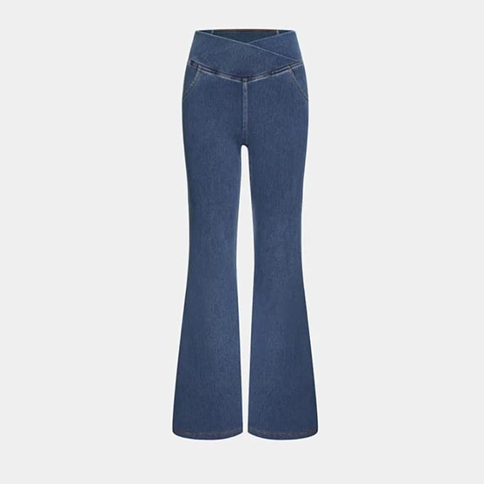 Rowan | Crossover High Waisted Autumn Long Pocket Flare Jeans Women
