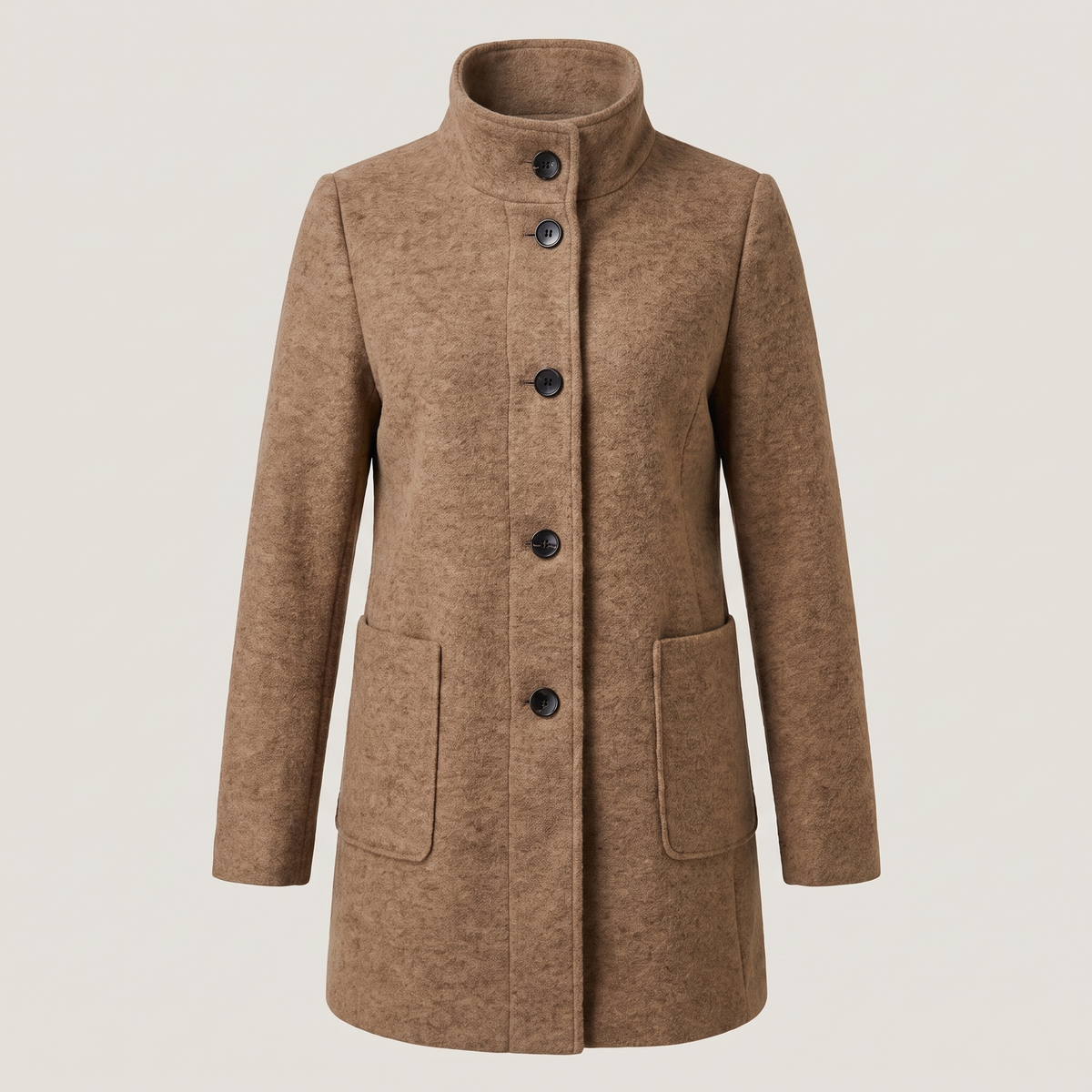 Honey | Funnel Neck Buttoned Pocket A Line Smart Tailored Coat Women