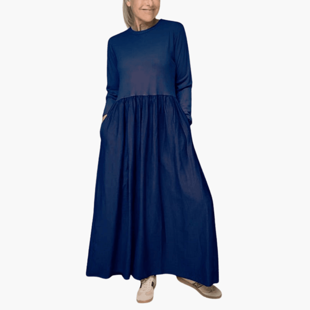 Bonnie | Flowy Modest Autumn Maxi Long Sleeve Dress Women