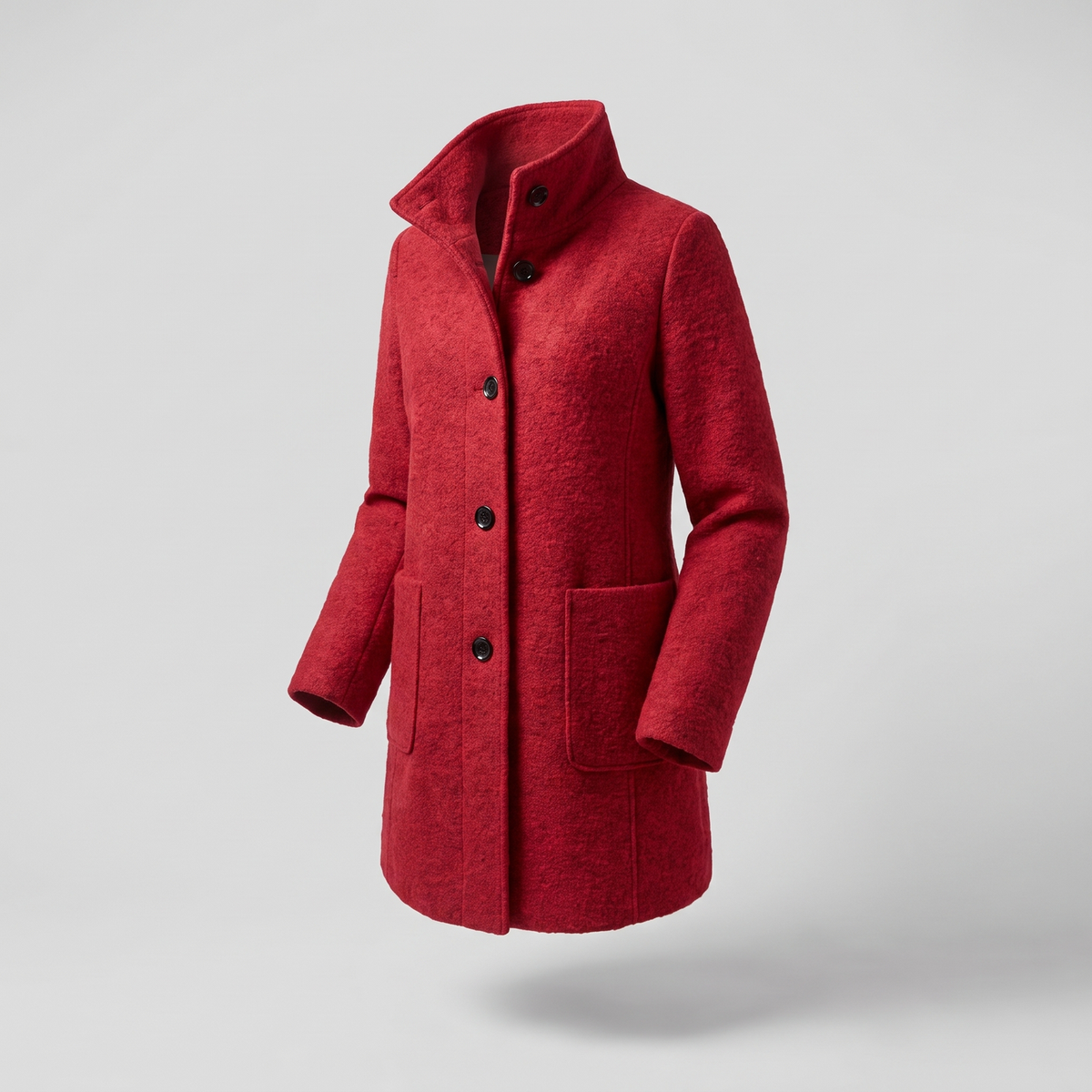 Honey | Funnel Neck Buttoned Pocket A Line Smart Tailored Coat Women
