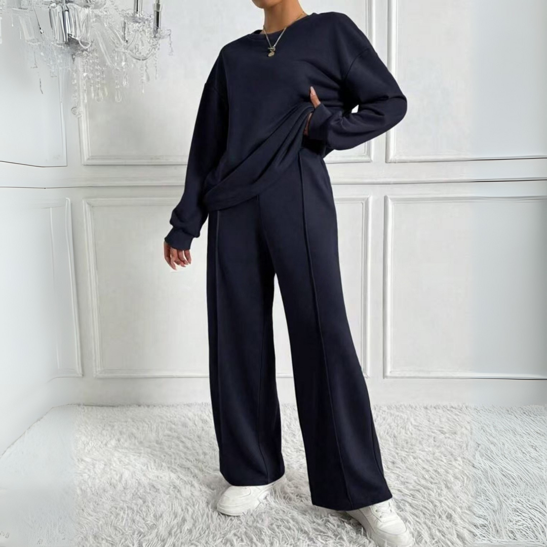 Emmy | Fleece Oversized Long Sleeve Autumn Wide Leg Tracksuit Women