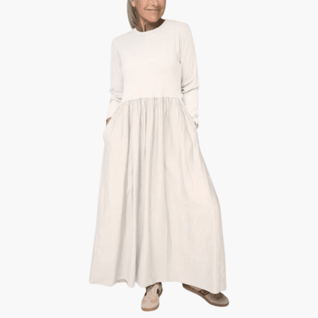 Bonnie | Flowy Modest Autumn Maxi Long Sleeve Dress Women