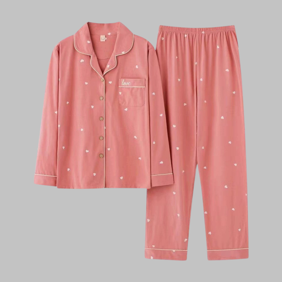 Carly | Jersey Button Up Long Sleeve Pockets Autumn Pyjamas Women