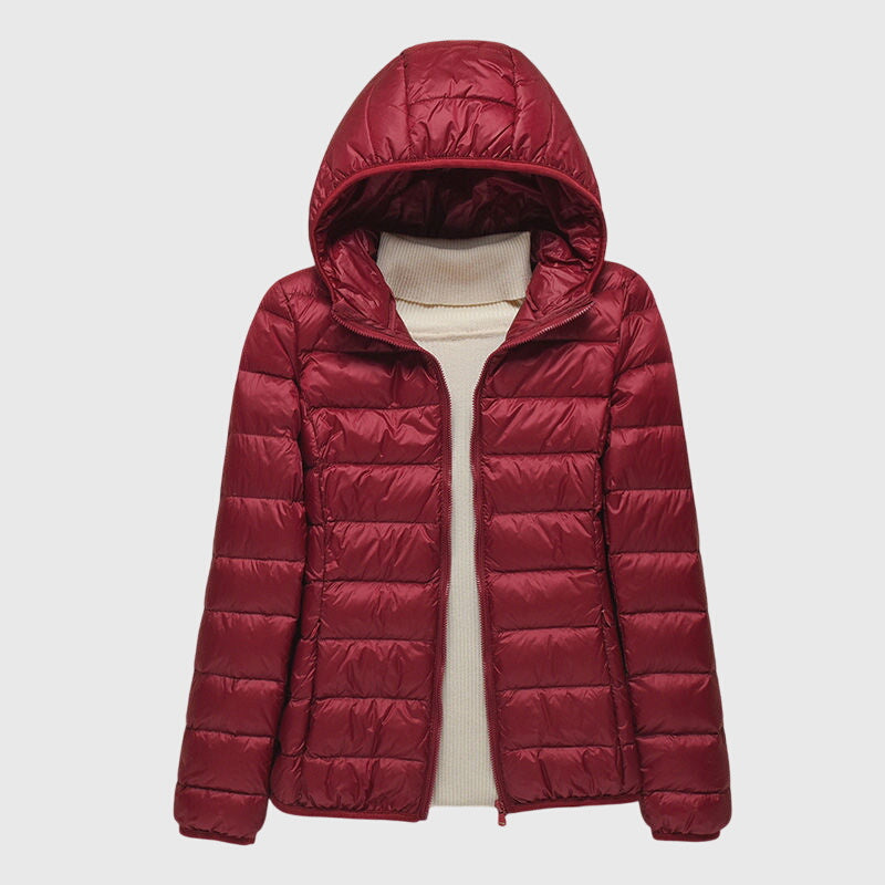 Ultra-Light Quilted Puffer Jacket with Stand Collar - Taupe