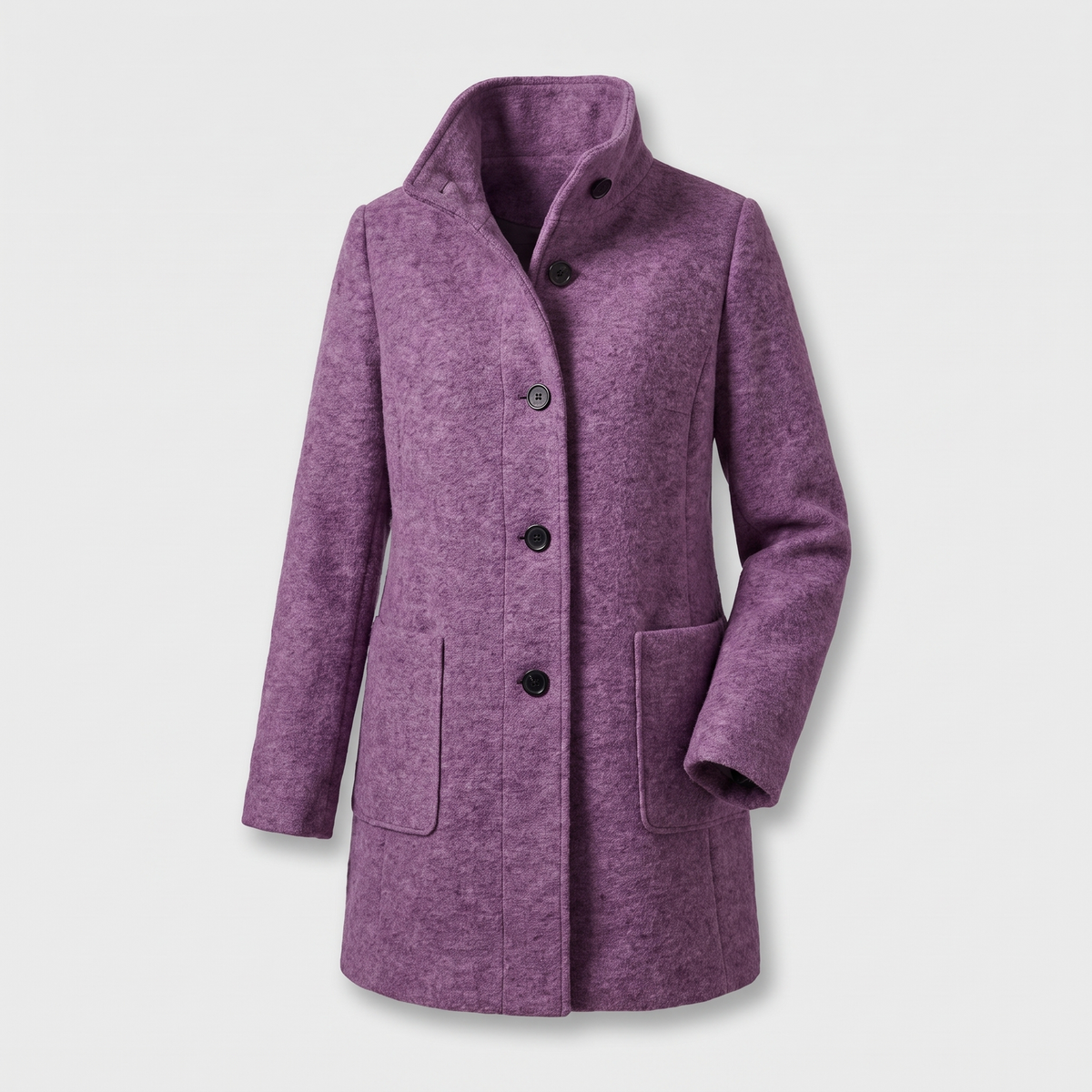 Honey | Funnel Neck Buttoned Pocket A Line Smart Tailored Coat Women