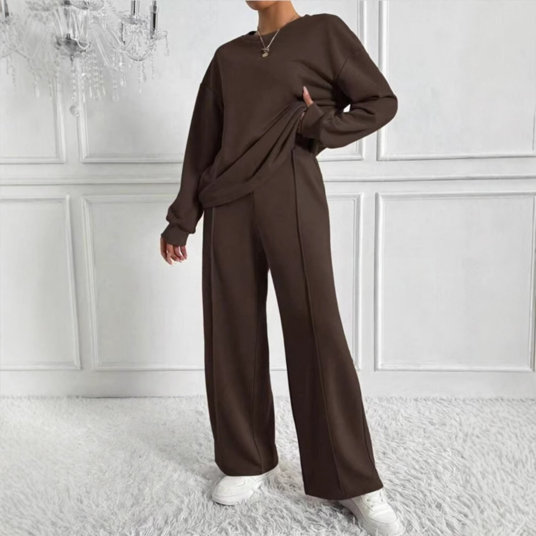 Emmy | Fleece Oversized Long Sleeve Autumn Wide Leg Tracksuit Women