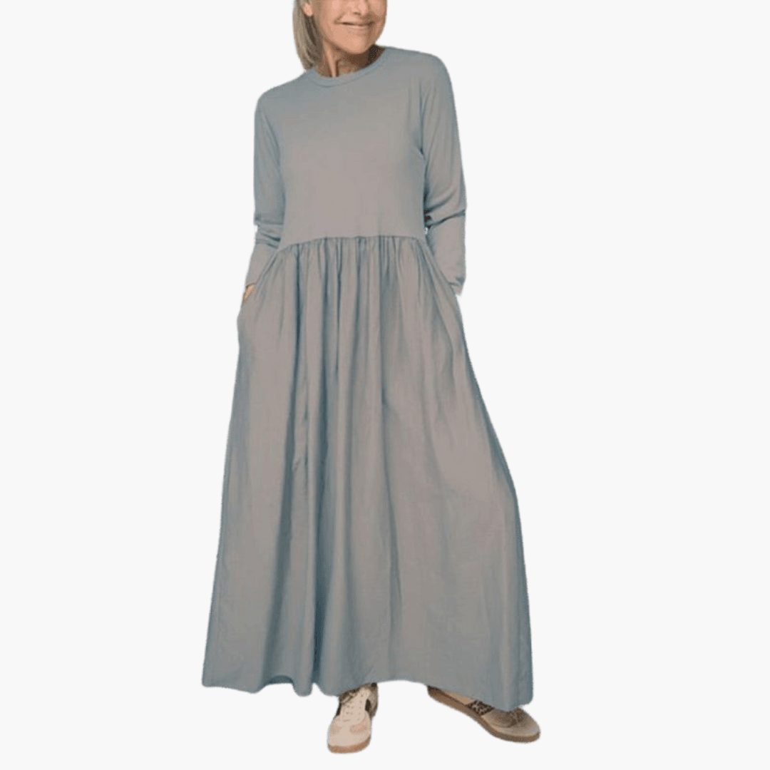 Bonnie | Flowy Modest Autumn Maxi Long Sleeve Dress Women