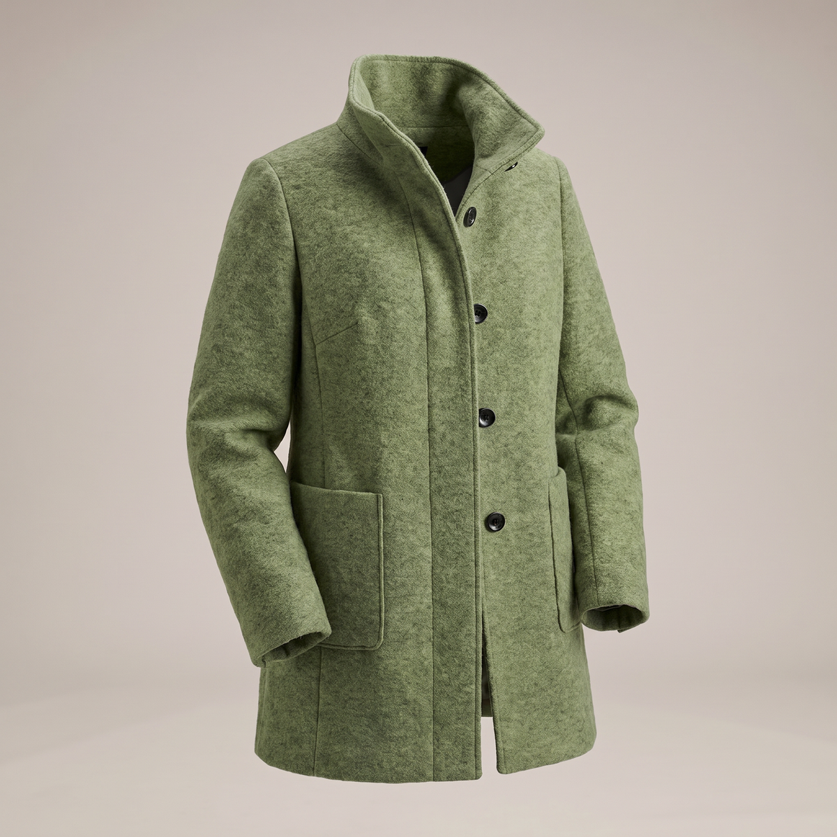 Honey | Funnel Neck Buttoned Pocket A Line Smart Tailored Coat Women