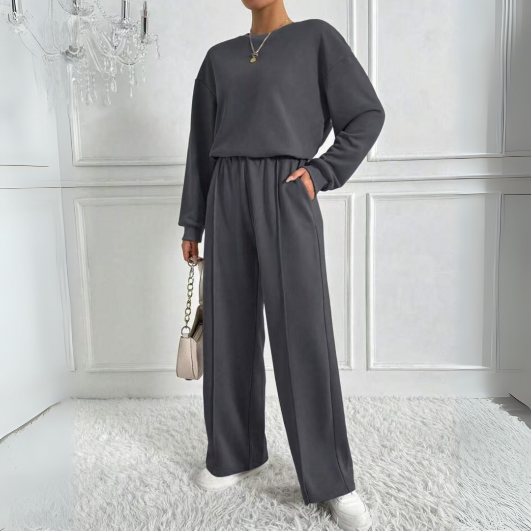 Emmy | Fleece Oversized Long Sleeve Autumn Wide Leg Tracksuit Women