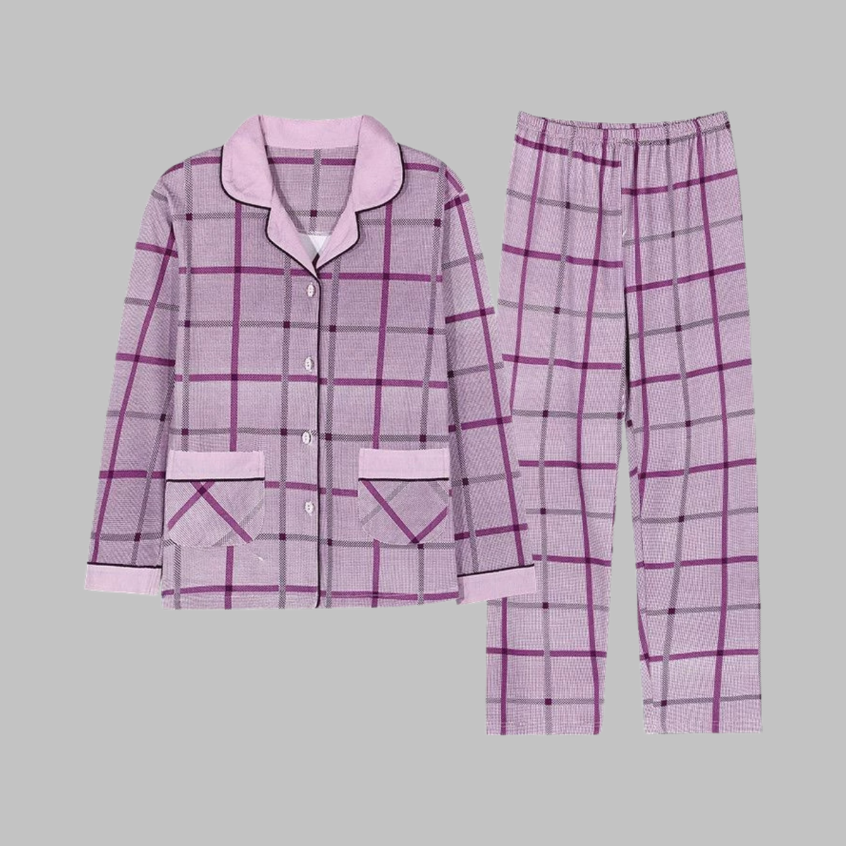 Carly | Jersey Button Up Long Sleeve Pockets Autumn Pyjamas Women