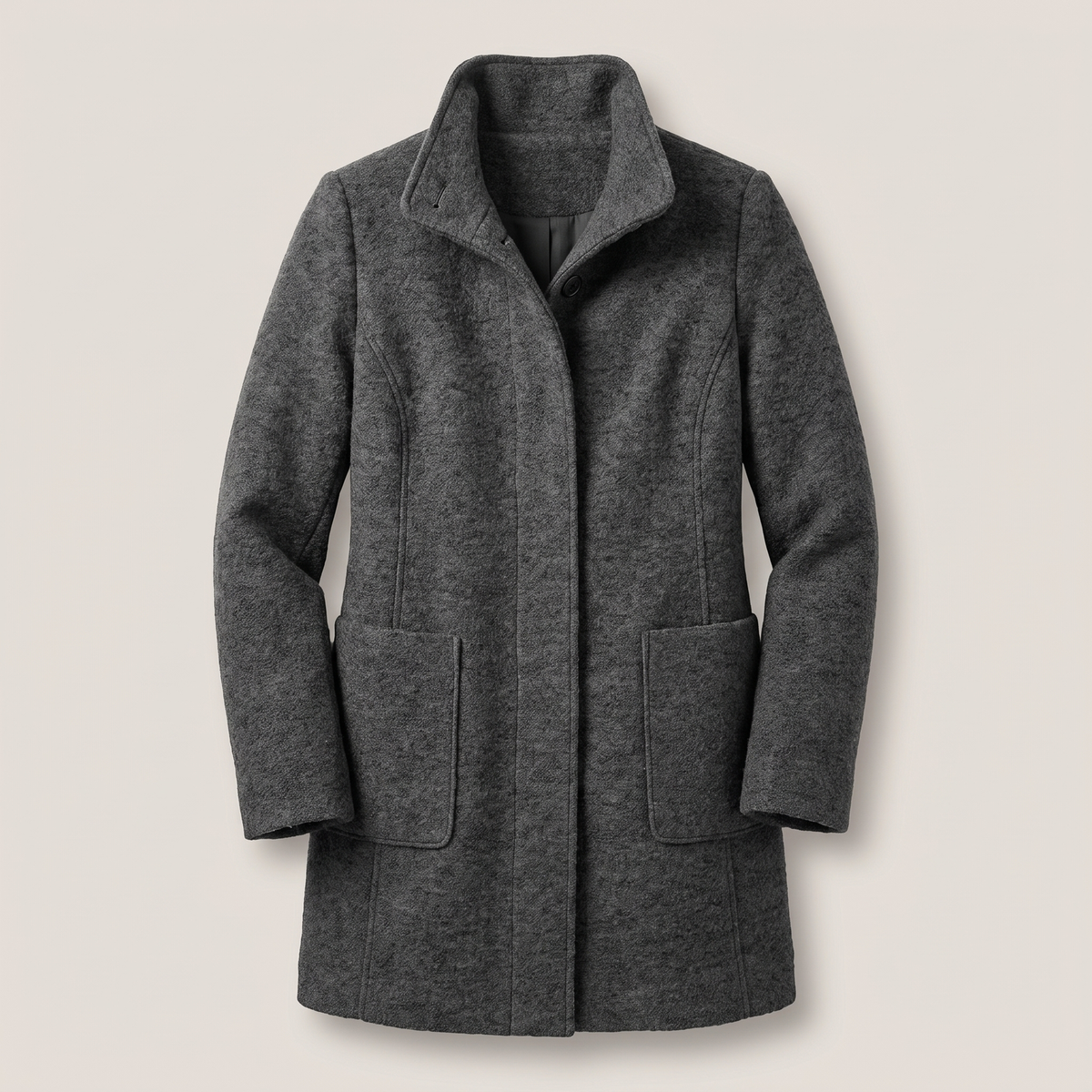 Honey | Funnel Neck Buttoned Pocket A Line Smart Tailored Coat Women