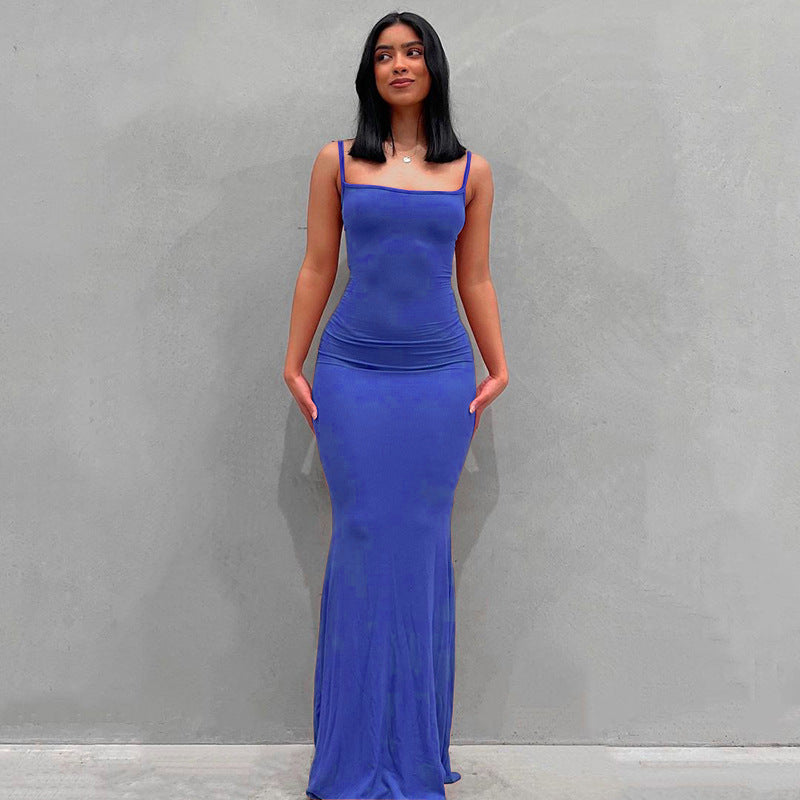 Nala | Strappy Square Neck Bodycon Mermaid Maxi Evening Dress Women