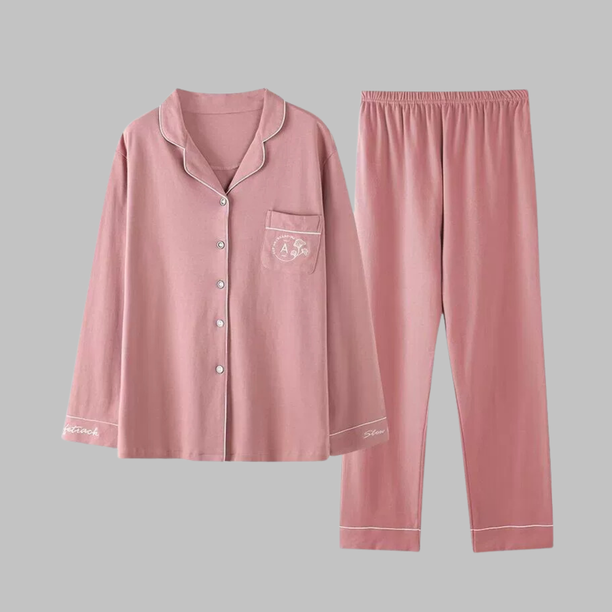 Carly | Jersey Button Up Long Sleeve Pockets Autumn Pyjamas Women