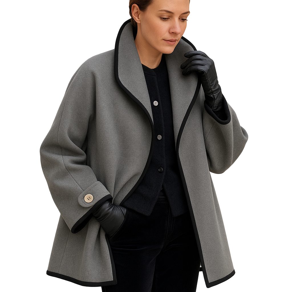 Leah | Shawl Collar A Line Short Button Pocket Smart Tailored Coat Women