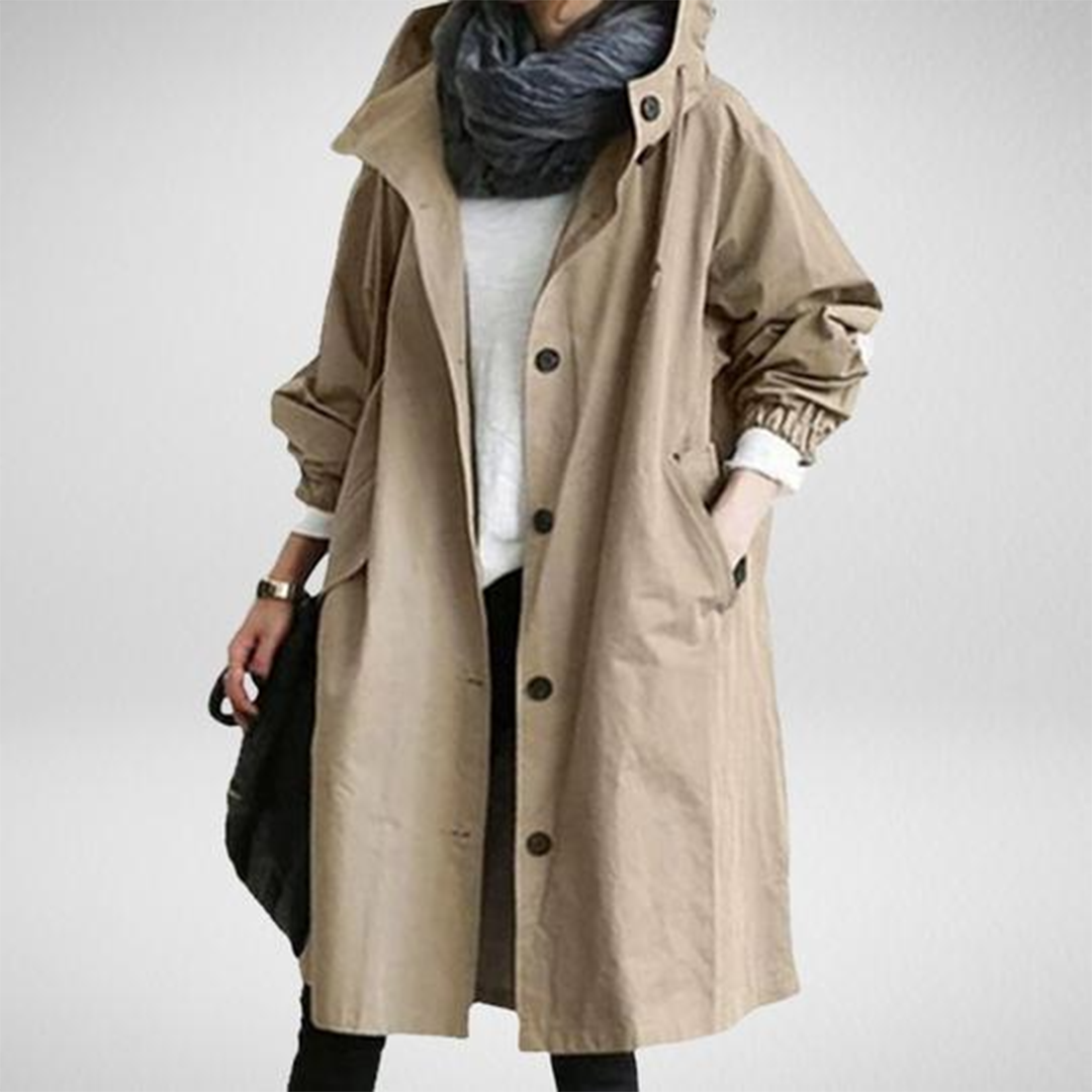 Jodie | Collared Single Breasted Button Pocket Knee Length Autumn Duster Coat Women