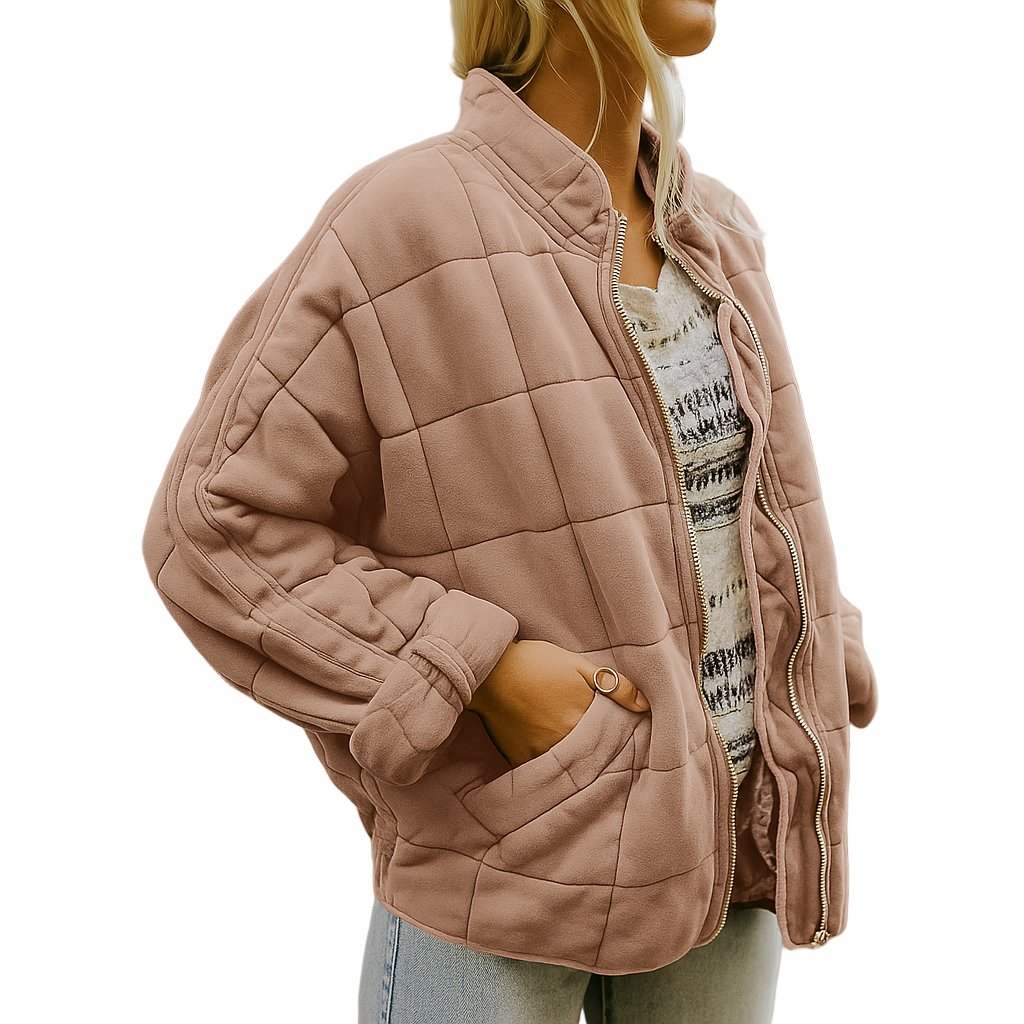 Rue | Oversized Funnel Neck Zip Up Quilted Padded Winter Jacket Women