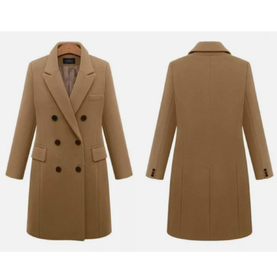 Cara | Lapel Pocket Long Smart Tailored Coat Women