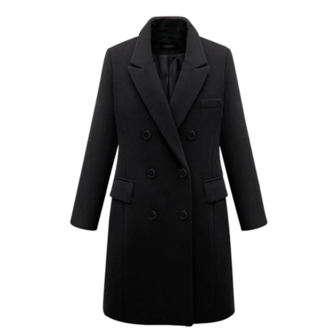 Cara | Lapel Pocket Long Smart Tailored Coat Women