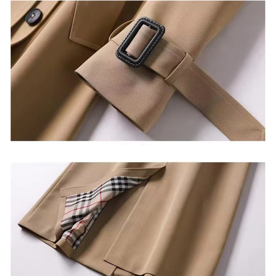 Double Breasted Trench Coat with Belt - Camel