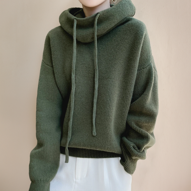 Oversized Hoodie Sweater with Drawstring - Forest Green