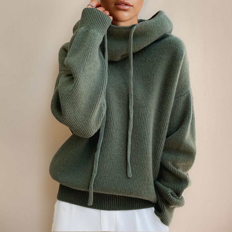 Oversized Hoodie Sweater with Drawstring - Forest Green