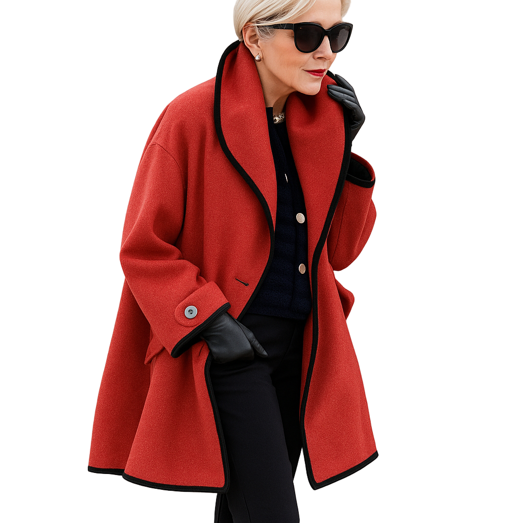 Leah | Shawl Collar A Line Short Button Pocket Smart Tailored Coat Women