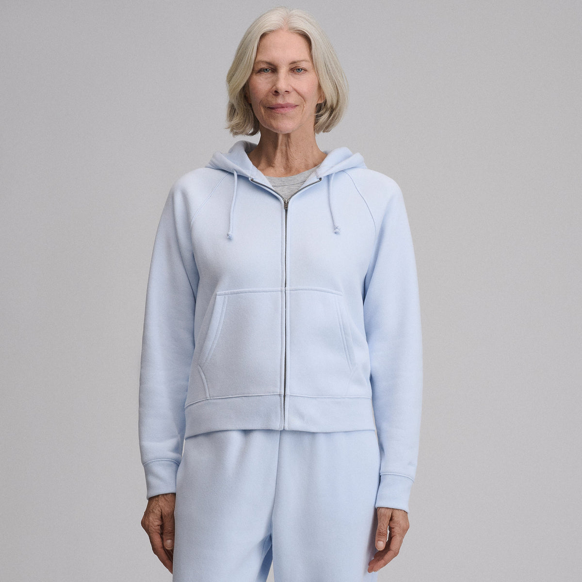 Abbie | Zip Up Drawstring Raglan Pockets Autumn Ribbed Fleece Hoodie Women