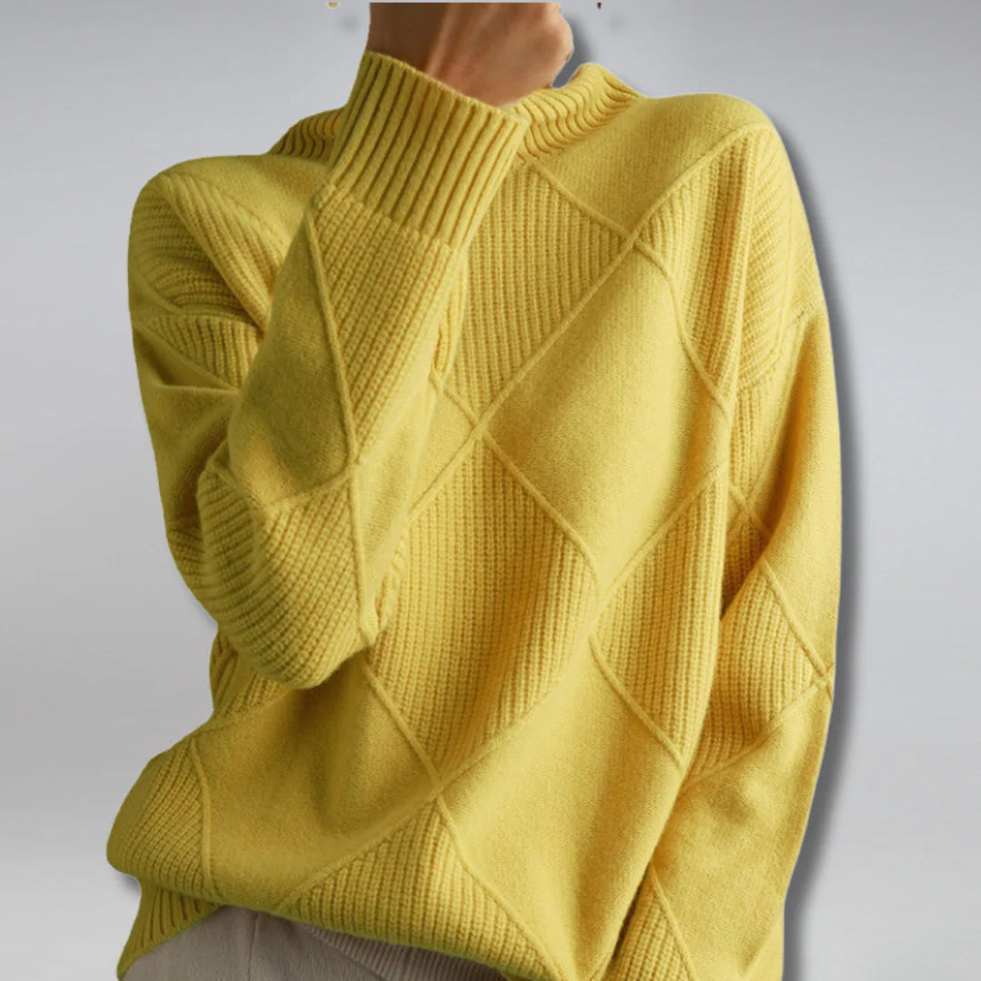Brooke | Oversized Ribbed Drop Shoulder Long Sleeve Turtleneck Winter Jumper Women