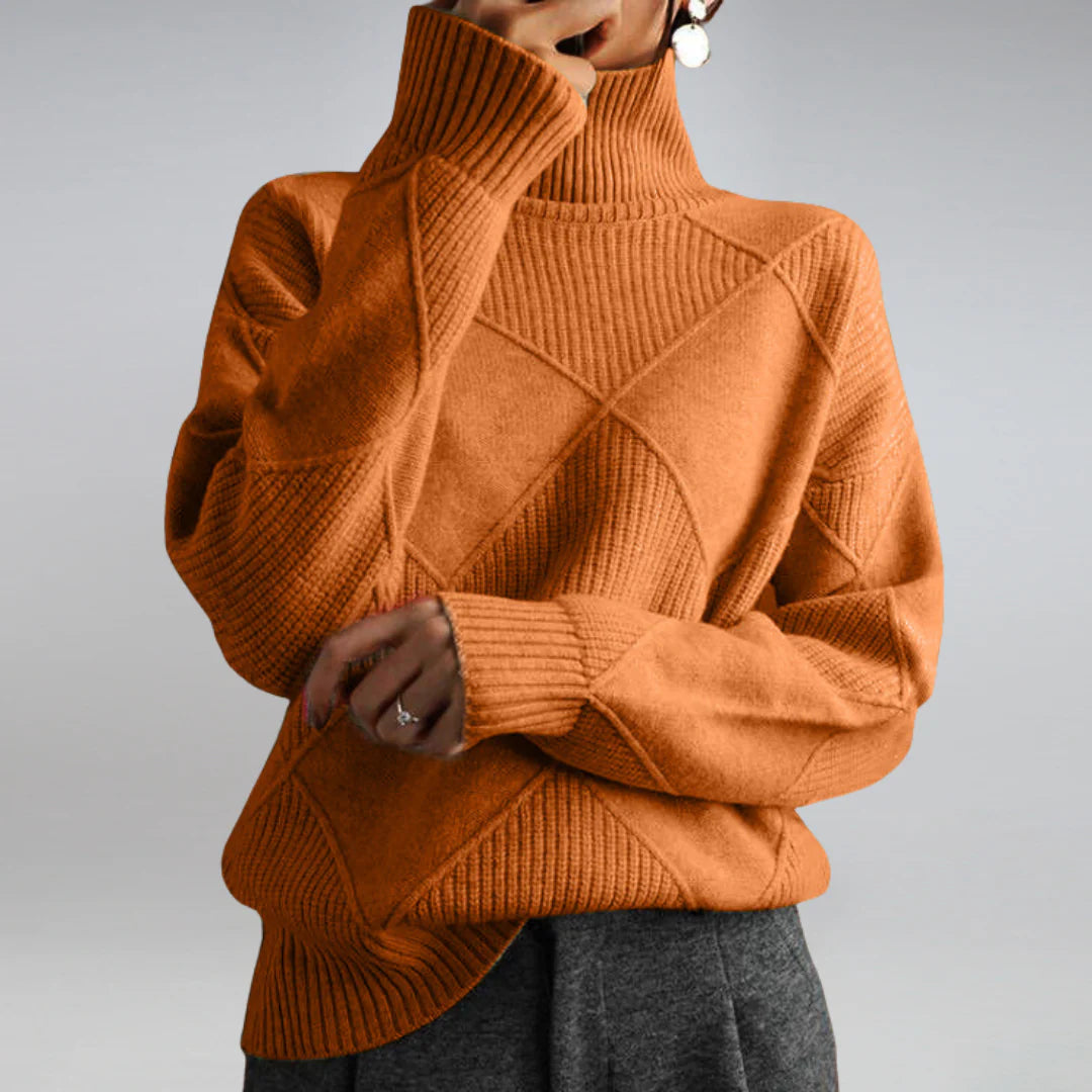 Brooke | Oversized Ribbed Drop Shoulder Long Sleeve Turtleneck Winter Jumper Women