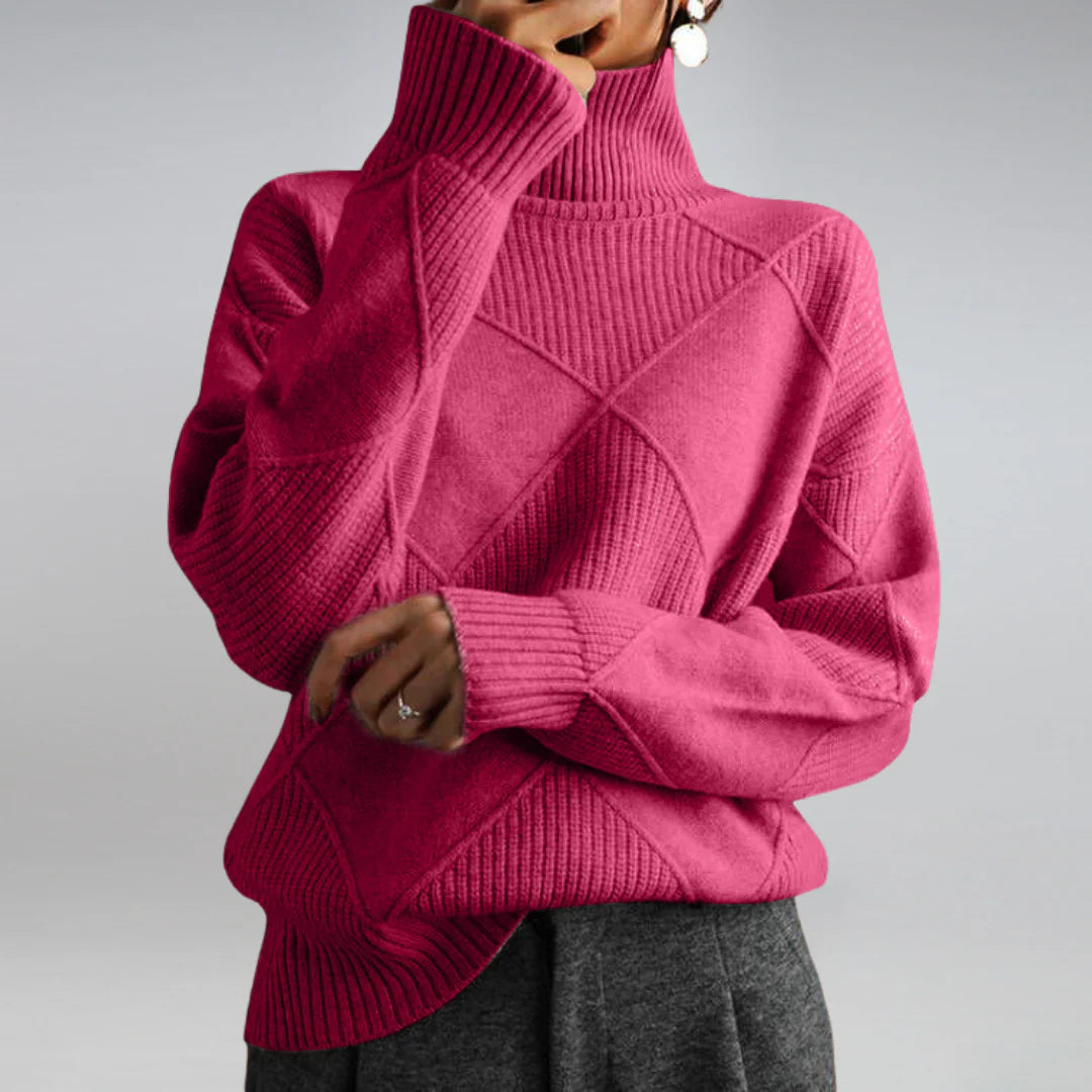 Brooke | Oversized Ribbed Drop Shoulder Long Sleeve Turtleneck Winter Jumper Women
