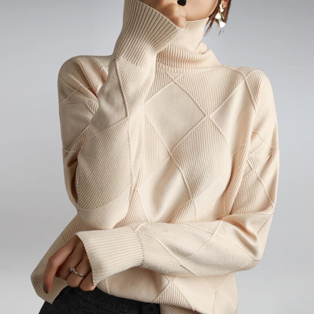 Brooke | Oversized Ribbed Drop Shoulder Long Sleeve Turtleneck Winter Jumper Women