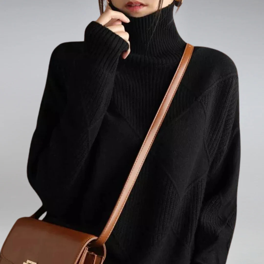 Brooke | Oversized Ribbed Drop Shoulder Long Sleeve Turtleneck Winter Jumper Women