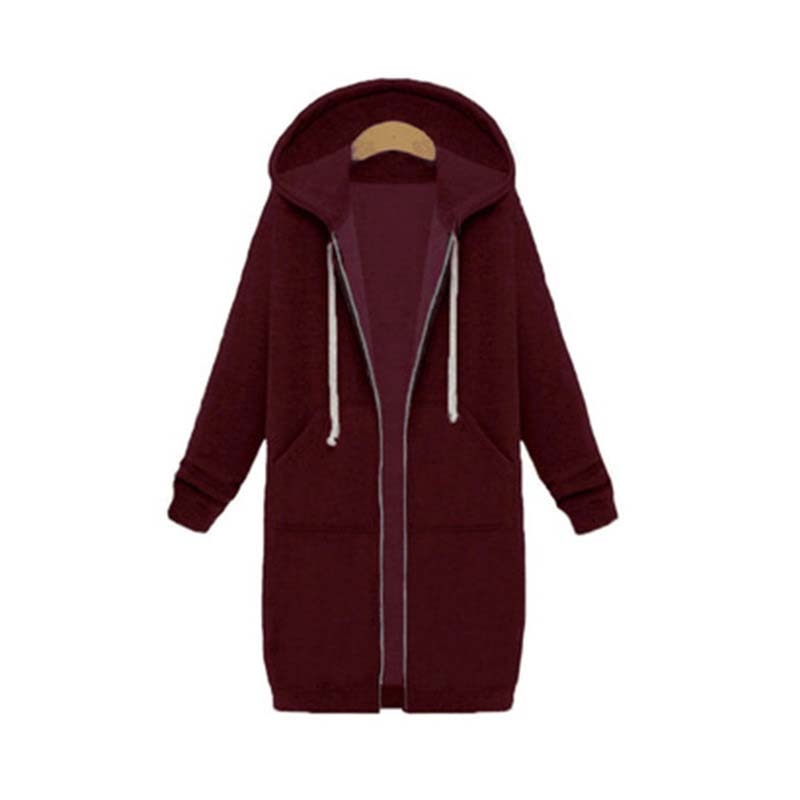 Nala | Zip Up Drawstring Pockets Fleece Oversized Autumn Longline Hoodie Women