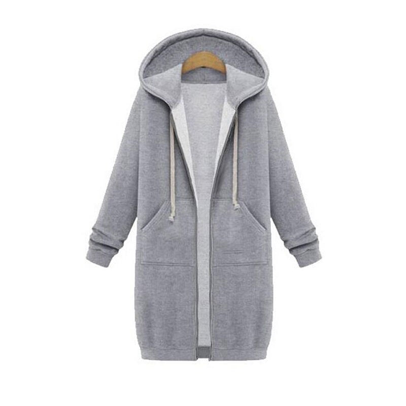 Nala | Zip Up Drawstring Pockets Fleece Oversized Autumn Longline Hoodie Women