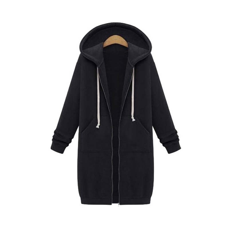 Nala | Zip Up Drawstring Pockets Fleece Oversized Autumn Longline Hoodie Women