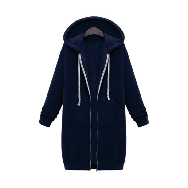 Nala | Zip Up Drawstring Pockets Fleece Oversized Autumn Longline Hoodie Women