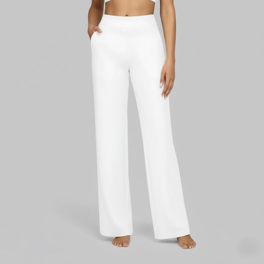 Lara | Flowy Loose Elasticated High Waisted Pockets Wide Leg Trousers Women