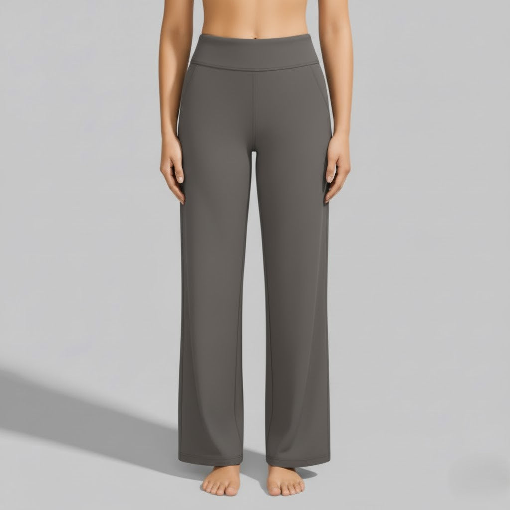 Lara | Flowy Loose Elasticated High Waisted Pockets Wide Leg Trousers Women