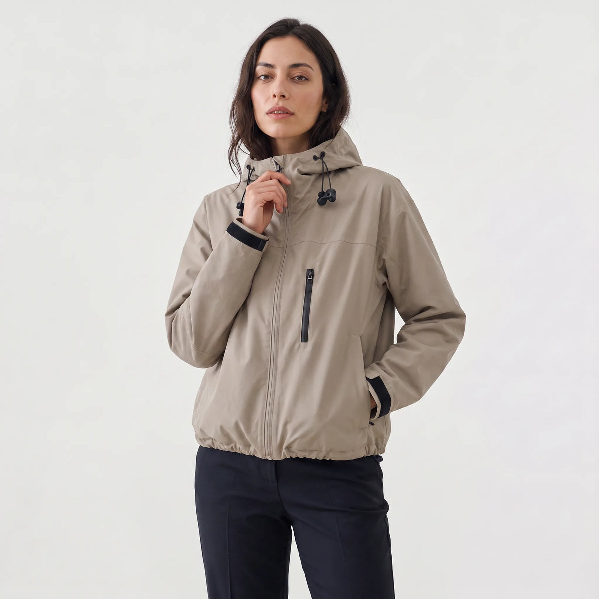 Lila | Drawstring Cropped Zip Up Autumn Hooded Windbreaker Jacket Women