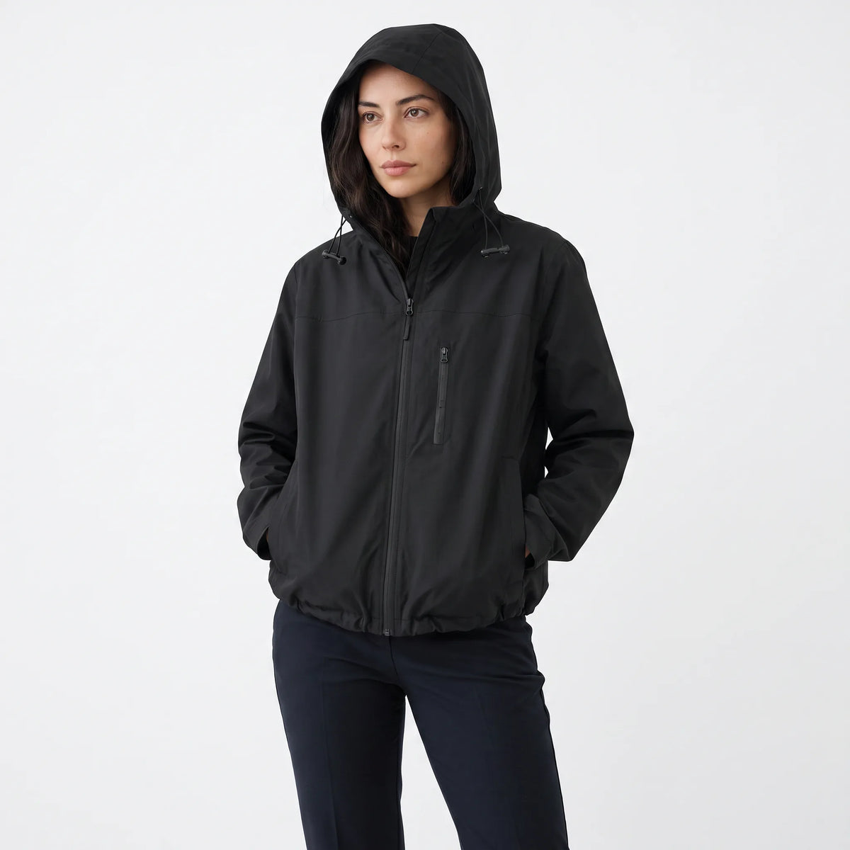 Lila | Drawstring Cropped Zip Up Autumn Hooded Windbreaker Jacket Women