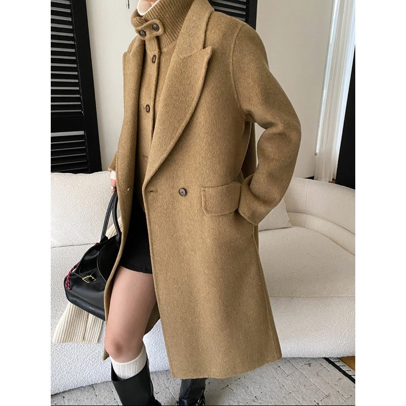Enya | Long Lapel Pocket Smart Tailored Coat Women