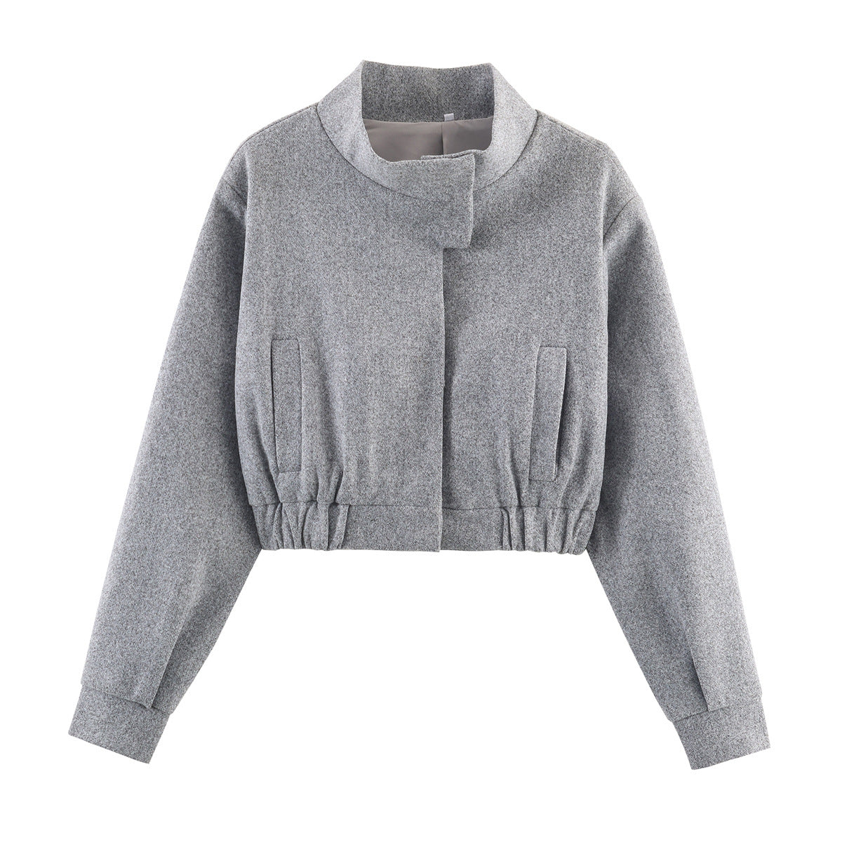 Stella | Fleece Collared Pocket Elasticated Hem Cropped Bomber Jacket Women