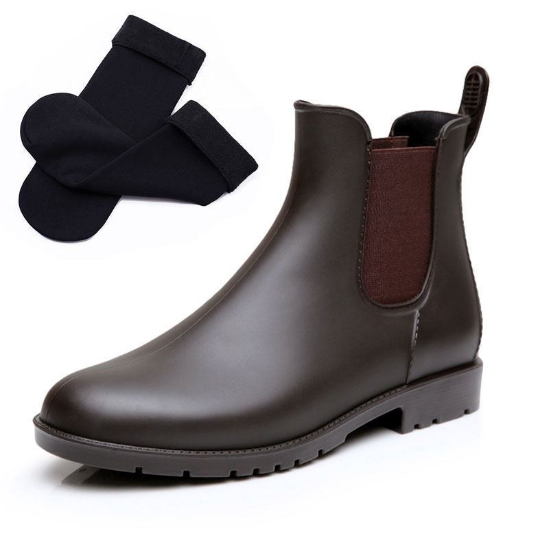 Kitty | Faux Leather Round Toe Lug Autumn Low Block Heel Chelsea Boots Women