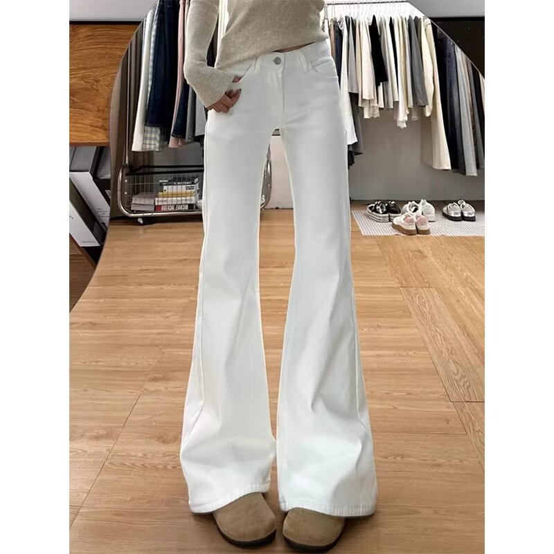 Elsa | High Waisted Long Autumn Slim Pocket Zip Flare Jeans Women