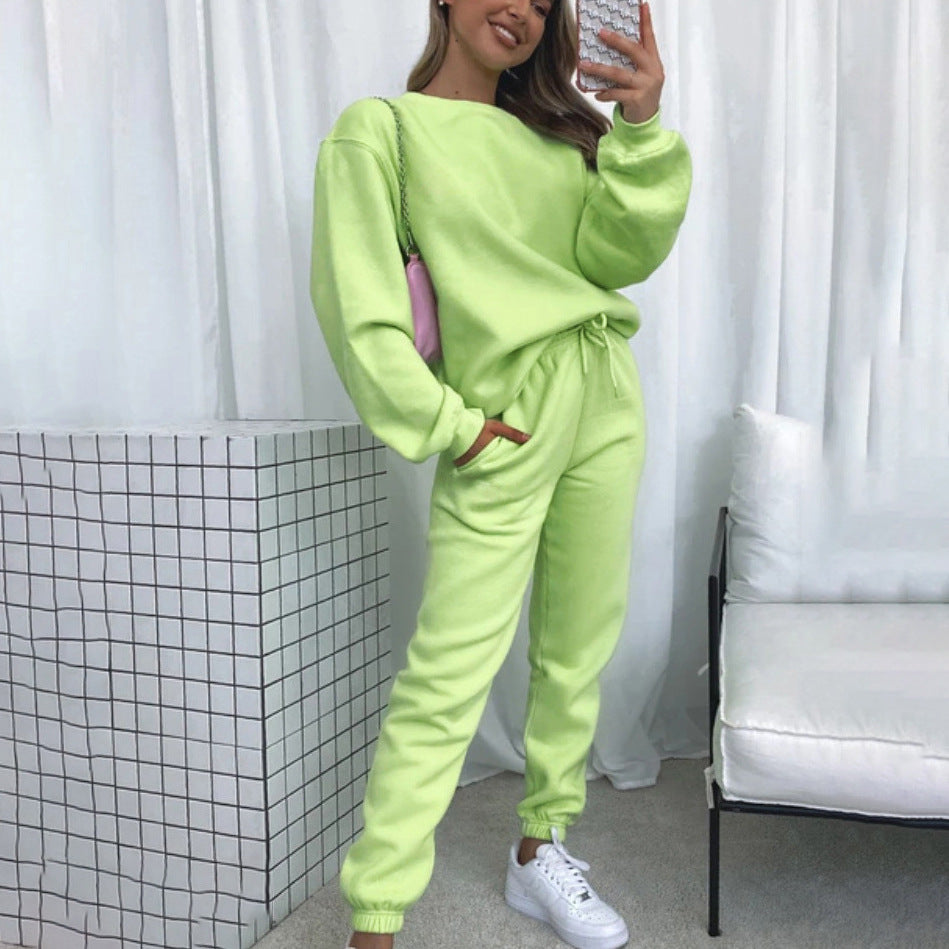 Halle | Oversized Cropped Long Sleeve Tie Waist Winter Fleece Tracksuit Women