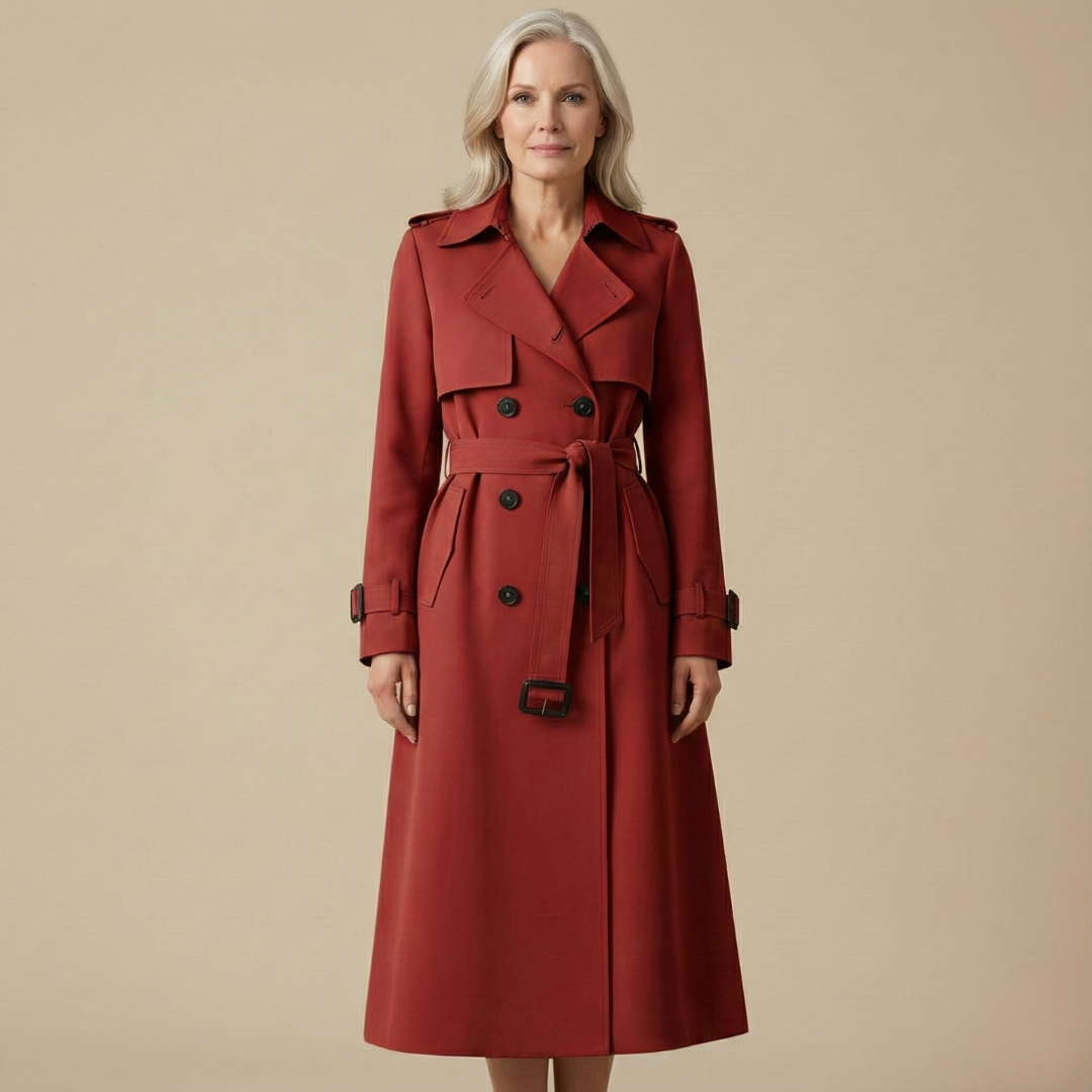 Double Breasted Trench Coat with Belt - Camel