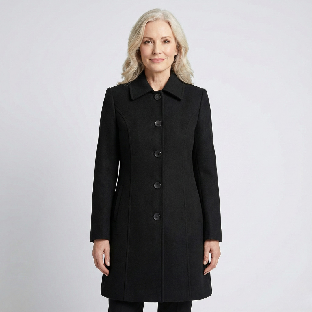 Waterproof Mid-Length Coat with Zip Front - Black