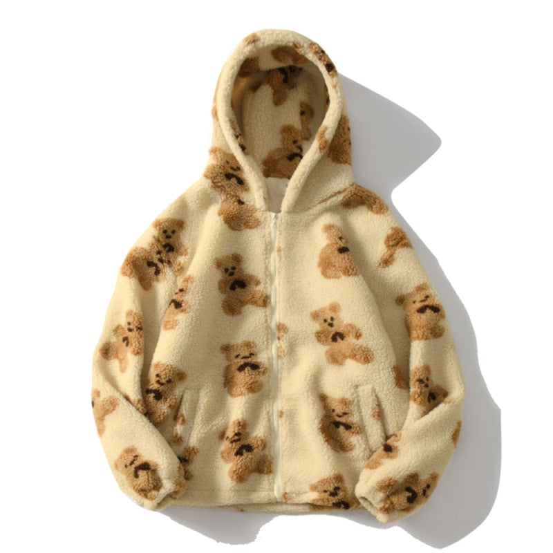 Noa | Winter Oversized Hooded Full Zip Sherpa Teddy Fleece Jacket Women
